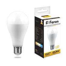 Feron Лампа светодиодная Feron E27 20W 2700K Шар Матовая LB-98 25787 ID - 235017