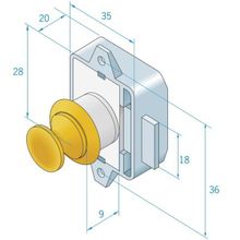 Roca Замок для шкафов с кнопкой из серого нейлона Roca 421520 35 x 35 мм