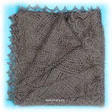 Пуховый оренбургский платок серый (паутинка), арт. А 100-03