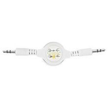 Аудио-кабель Hentington, 3.5 mm jack, 0.8 м, рулетка, белый