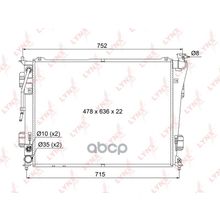 Радиатор Охлаждения Паяный At Hyundai Sonata (Yf) (10-) 2.0, 2.4   Kia Optima (Tf) (10-) 2.0, 2.4 [At] LYNXauto арт. RB1070