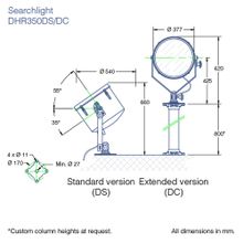 DHR Прожектор поисковый DHR 350DS DC 350DS220 230 В 1000 Вт 1220000 кд дальность до 1104 м стандартная комплектация