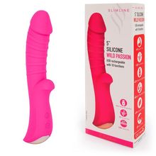 Ярко-розовый вибромассажер 5  Silicone Wild Passion - 19,1 см. (244383)