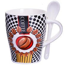 28473 Кружка COFFEE 340 мл с ложкой LR (х36)