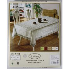 Скатерть "KARNA" с гипюром LEDA прямоугольная (160х300) см