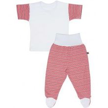 Kiddy bird футболка и ползунки белый красная полоска