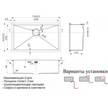 Мойка ZORG SZR-7444 BR