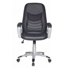 Кресло для руководителя Бюрократ Т-9910 BLACK черный искусственная кожа (пластик серебро)