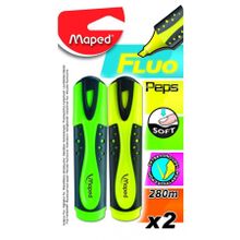 Текстовыделительль FLUO PEPS SOFT, 1-5 мм ,желтый зеленый 2 шт блист. MAPED