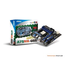 Мат. плата MSI A75MA-G55 &lt;SFM1, AMD A75, 4*DDR3, 2*PCI-E16x, SVGA, DVI, HDMI, SATA III, USB 3.0, SATA RAID, GB Lan, mATX, Retail&gt;