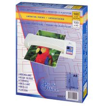 Пакетная пленка для ламинирования глянцевая, 154 х 216 мм (A5), 100 мкм, 100 шт