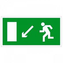 Знак безопасности PS-40206.E08 Напр. к эвакуационному выходу налево вниз |  код. a13741 |  белый Свет