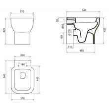 Чаша унитаза приставная, P-trap BelBagno VASO BB127CB