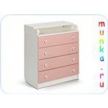 Комод Мебеком (80 4-ящика) белый розовый