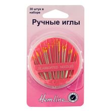 Hemline Иглы ручные для рукоделия в круглом органайзере, 30 шт