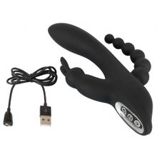 Черный тройной вибратор Triple G-Spot Vibrator - 20,8 см. (234723)