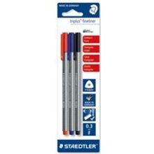 Капиллярная ручка Triplus Liner 0,3мм. 3 шт. Цвета: синий, черный, красный. Блистер