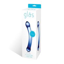 Синий изогнутый фаллоимитатор Curved G-Spot Glass Dildo - 16 см. (132224)