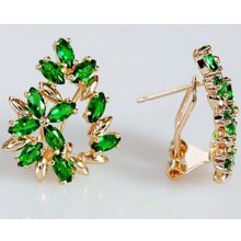 Серьги с зелёным фианитом "Камелия"