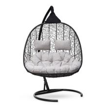 Кресло кокон подвесное SEVILLA TWIN черное + каркас