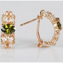 Серьги с перидотом "Кабошон с косичкой"