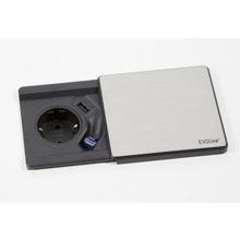 Розетка Evoline Square80 220+USB+RJ45 (927.00.032) нержавейка