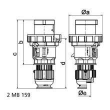 Bals Вилка TE быстрого монтажа Bals 2188 230 В 63 А 5 полюсов IP67 винтовые клеммы серо-синяя