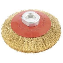 Щетка для УШМ, 125 мм, М14, "тарелка", латунированная витая проволока MATRIX