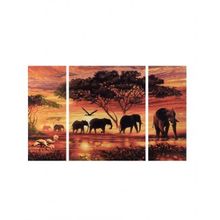 Schipper по номерам 50х80 Африканские слоны триптих Schipper (Шиппер)
