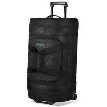 Большая чёрная женская дорожная сумка с тиснением Dakine WomensDuffle Roller 90L Ellie на колёсиках и с выдвижной ручкой