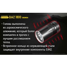 NiteCore Яркий, светодиодный, карманный фонарик - NiteCore EA42 работает на четырех пальчиковых батарейках