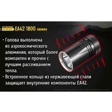 NiteCore Яркий, светодиодный, карманный фонарик - NiteCore EA42 работает на четырех пальчиковых батарейках