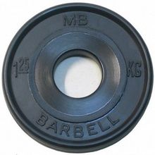 Диск обрезиненный черный МВ Barbell 1,25 кг, евро-классик