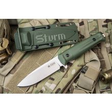 Нож Sturm AUS-8 S olv (Сатин, Олива рукоять, Олива чехол)