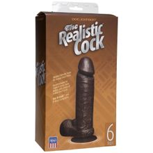 Doc Johnson Реалистичный чернокожий фаллос The Realistic Cock 6” with Removable Vac-U-Lock Suction Cup - 19,8 см. (коричневый)