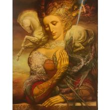 Картина маслом на холсте ❀ Девушка с драконом