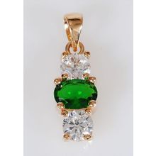 Кулон с зелёным фианитом "3 камня"