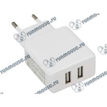 Зарядное устройство Ginzzu "GA-3313UW", 2xUSB, белый (3100 мА) (ret) [141181]