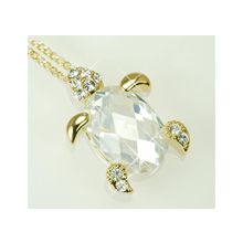 Подвеска Черепашка с кристаллами Swarovski (Покрытие: Белое золото)