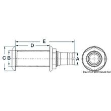 Osculati Nylon fiberglass long seacock 21 4 x 53mm valve, 17.327.19