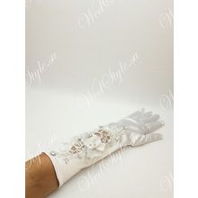 Перчатки невесты атласные до локтя MIT050 белые