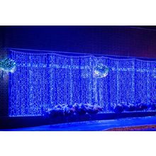 Занавес светодиодный уличный, 3*2,5м 480 ламп LED, прозрач.пров,Цвет свечения Синий,4 режима,(можно соединять).