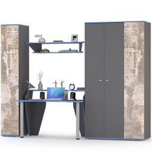 Нижегородмебель и К Уголок для школьника со шкафом Индиго № 9 цвет тёмно серый граффити ID - 295812