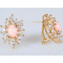 Серьги с кораллом "В стразах"