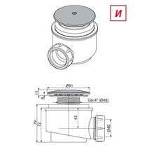 Сифон для душевого поддона AlcaPlast A48 с нержавеющей peшeткой