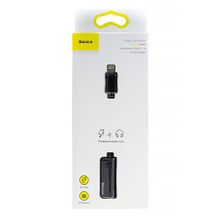 Аудио конвертер Baseus CALL32-01 L32 iP Male to 3.5mm+iP Female adapter, черный