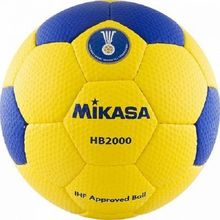 Мяч гандбольный MIKASA  сертифицированный IHF размер 2, синтетическая кожа. Желто-синий