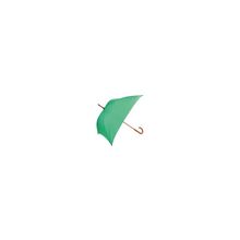 Зеленый зонт-трость механический с деревянной ручкой