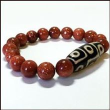 Браслет из авантюрина с бусиной Дзи 9 - моментальное богатство и неожиданная удача