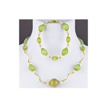 Бусики-Колечки Авторский комплект Оникс, хрусталь "Весенняя листва" арт.ПЛ-3872